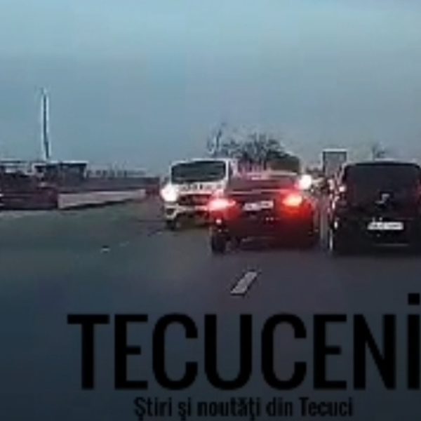 Video Zmeu pe DN25, între Tecuci și  Drăgănești. Depășire riscantă și accidentat evitat la limită