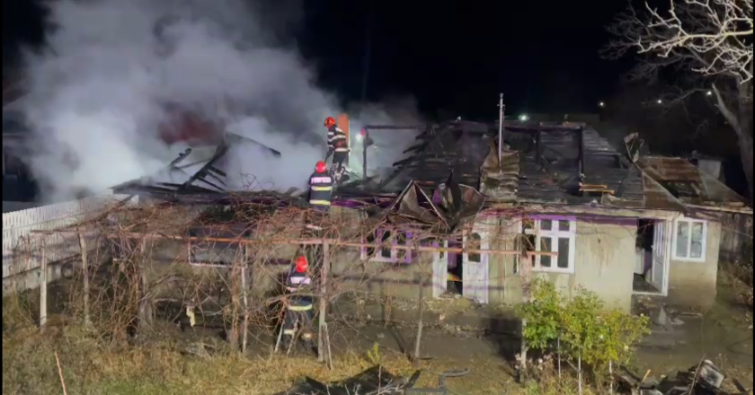 VIDEO. Incendiu puternic în comuna Munteni