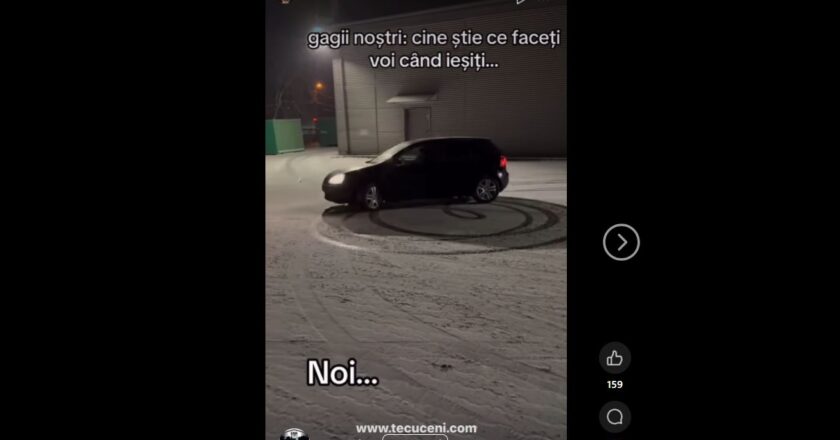 Amendă și permis suspendat pentru o tânără care a făcut drifturi într-o parcare din Tecuci. Polițiștii s-au autosesizat